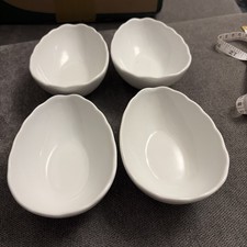 Set of 4 White Glazed Ceramic