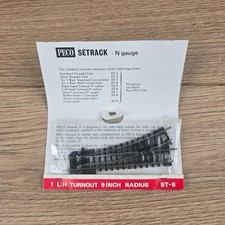 Peco ST-6 Left Hand Turnout Point LH 9 inch Radius N Gauge New in Packet
