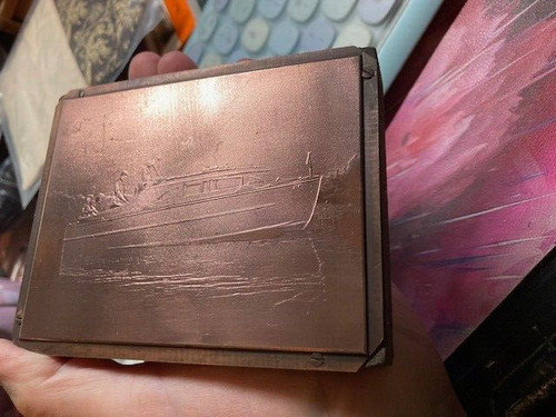 Vintage wooden backed copper - vintage,