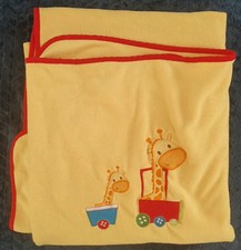 Mothercare Large Fleece Blanket Yellow Little Circus Giraffe Train 120x155cm