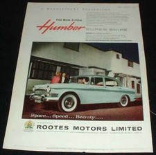 1959 Humber 3-Litre Super Snipe Car Ad, Magnificent!!