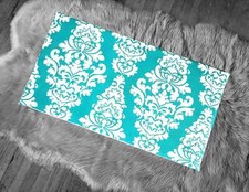 SALE IKEA Bankkamrat, Hemmahos, Stuva Bench Pad Cover Damask Print Turquoise Blu