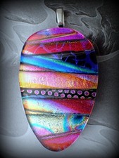 Dichroic Glass Pendant Northern Lights Aurora Rainbow Glow Fused Glass Art