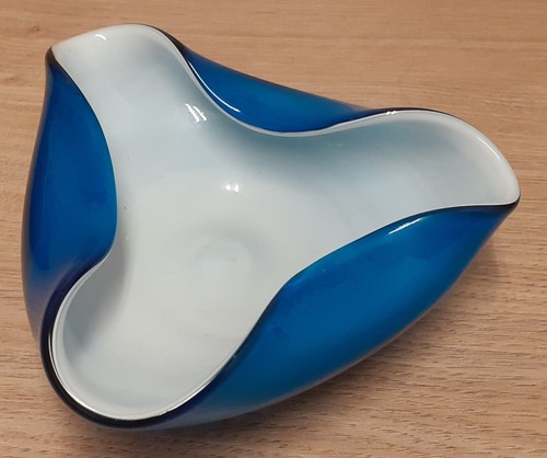 Murano blue white glass - blue,