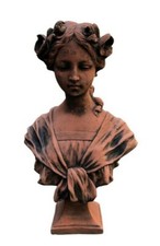 French Bust terracotta stoneware female Classic Lady garden statue figure Girl