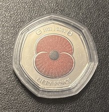 2021 Jersey 50p Coloured Poppy