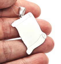 Sterling Silver Scroll Parchment Tag Pendant Charm Personalised Engraved Gift