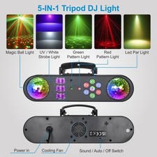 5 In 1 RGB LED DJ Lights Stand Remote Disco Ball Laser Bar Stage Party Effect