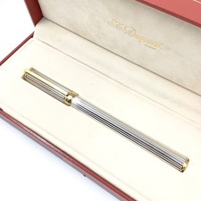 ST DuPont Gatsby Silver Plated Fountain Pen medium 18k gold nib, boxed, VGC