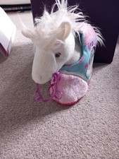 Pucci Pups & Friends Plush Stuffed White Pony Horse Carrier Purse Tote Blue