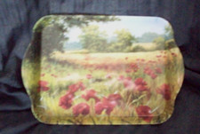 SMALL= HARD= PLASTIC =TRAY= POPPYS= FLOWERS= USED= 14½ x 21 cm =Ref No 225