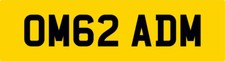 NEW 62 REG ' OMG ' THEME PRIVATE CAR NUMBER PLATE OM62 ADM / ADAM ADAMS ADS ADZ
