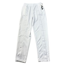 Fila Snap Popper Tracksuit Bottoms Y2K Retro White Womens Small