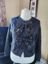 BLACK Fluffy Black Sequin Bow