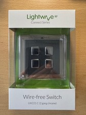 LightwaveRF Connect Series Chrome 2-gang wirefree switch LW221C Brand New Sealed