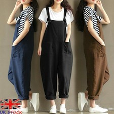 Oversized Womens Ladies Loose Dungarees Strappy Romper Baggy Overalls Jumpsuit