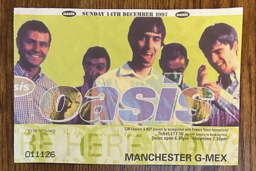 Oasis december 1997 ticket - oasis,