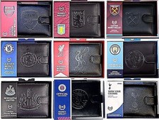 MEN'S REAL LEATHER WALLET RFID ANTI FRAUD MONEY CASH ID CARD DEBOSSED CREST BOX