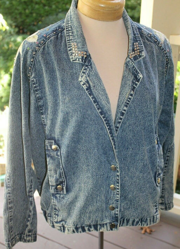 Vintage denim 1980s studded - denim,
