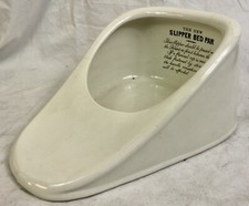 Antique Bed Pan, Slipper Bed Pan, Ceramic, Original, 1900c, Planter !