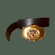 RAINTREE Brass Belt Buckle-WHITETAIL BUCK-1978-Stars & Stripes-Deer-Vtg