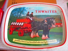 Vintage THWAITES BREWERY METAL  ADVERTISING TRAY  mancave homebar she shed