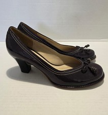 Women’s Clarks Dark Purple Patent Leather Court Shoes Uk Size 6.5 Low Pump Heels