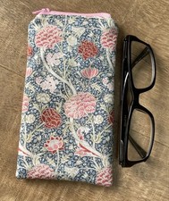 Handmade Fabric Padded Glasses Case Zip Pouch William Morris Cray