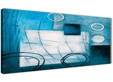 Teal White Painting Living Room Canvas Accessories - Abstract 1432 - 120cm