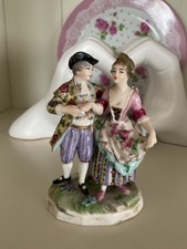 Antique Coburg Sitzendorf  Dresden Lovers Couple Porcelain Hand Painted Figure