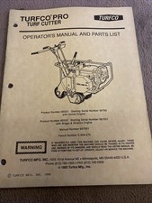 Turfco Pro Turf Cutter Operators Manual And Parts List 1990
