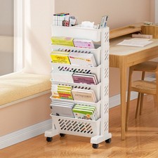 6Tiers Multifunctional Mobile Storage Bookshelf Utility Organizer with Wheels UK