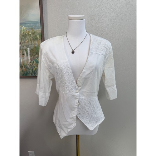 Vintage white crochet panel - white,