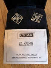 Ortak Sterling Silver Earrings, Scottish, Orkney Cathedral St. Magnus design