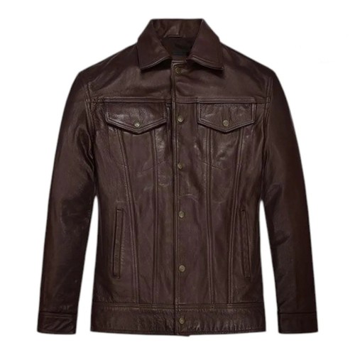 Men brown sheepskin leather - men's,
