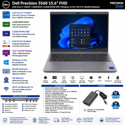 Dell precision 3560 - 15.6", fhd