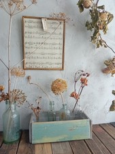 Rustic Scratch Built Chippy Painted Timber Display Pigeon Hole Box Aqua Green