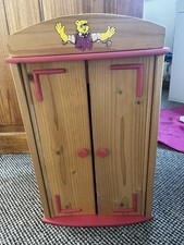 Vintage Bear Factory Wooden Wardrobe  Clothes Hangers And Rain Coat Build A Bear