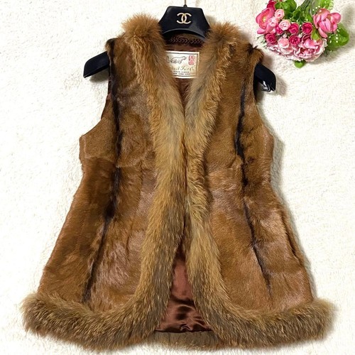 Fox fur long gilet - fox,