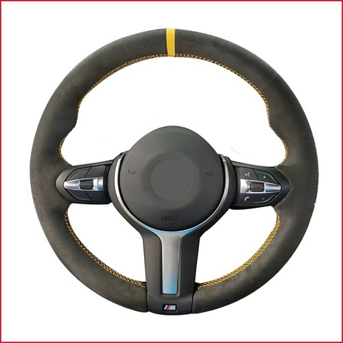 Black suede car steering wheel - suede,