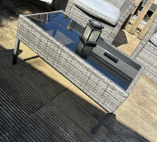 Glass Top Rattan Garden Table