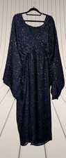 Stunning ASOS Design Midnight Blue Sequin Evening Dress Size 22