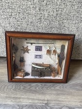 Vintage Fishing Nautical Shadow Box Diorama Boat Cabin Wall Decor Man Cave