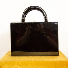 1960s Black Lucite Box Handbag