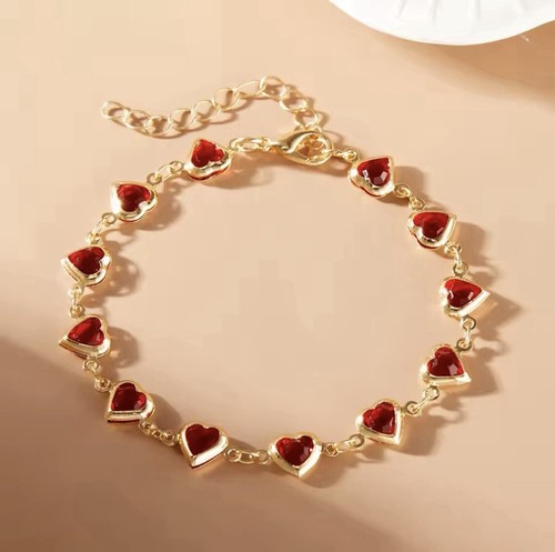 Red crystal zircon heart - red,
