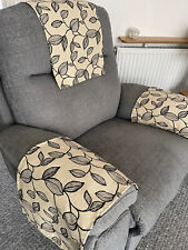 Chair Arm Back Cover Antimacassar Sofa Armchair 1 x Beige Modern Black Leaf Art