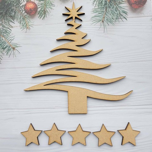 Wooden mdf christmas tree - wooden,