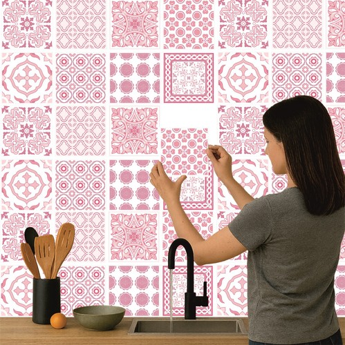 Tile stickers pink mosaic - stickers,