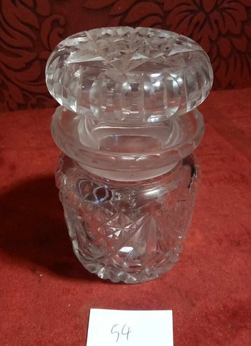 Vintage round glass sweet - glass, jar