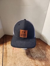 Knife River Trucker Snapback Hat Leather Patch Black And Gray OSFM Richardson 